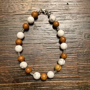 Beautiful handmade bracelet with black and white marble coloured beads